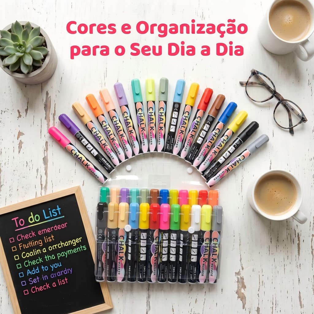 Canetas Neon Apagáveis Kit 8 Unidades, adequado para Vidro, Quadro e LED