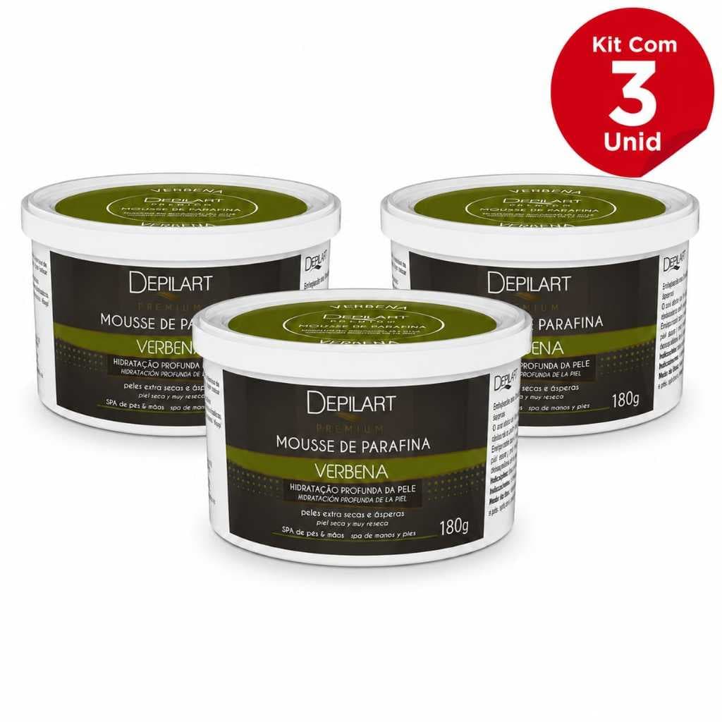 Kit 3un Mousse Hidratante de Parafina Verbena Depilart 180g