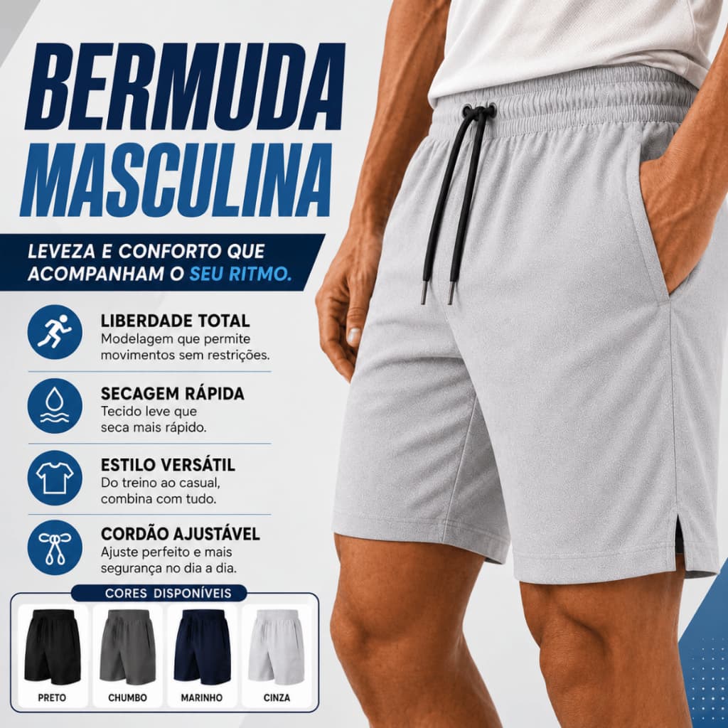 Bermuda Shorts Masculino Tactel Esporte Treino Academia Praia Esporte Elastano