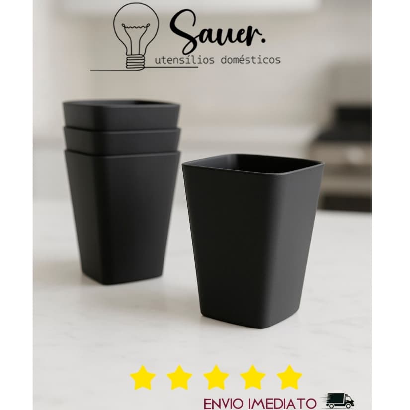 Copo Quadrado 300ml Plástico,  Resistente, BPA Free –Uso doméstico, artesanal, escolar e decorativo