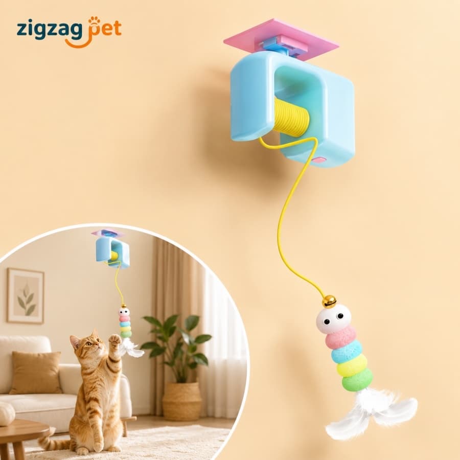 Brinquedo Automático Interativo para Gatos Sobe e Desce Recarregável USB-C Antitédio