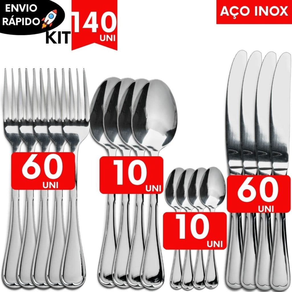 Kit Talheres Restaurante Bar Buffet Hotel Pousada Lanchonete Padarias Garfo Faca Colher Utensílios de Cozinha
