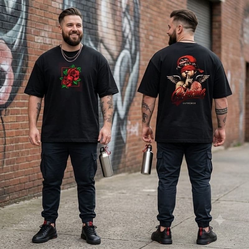 Camiseta Urban Angel Oversized Streetwear 100% Algodão 30.1 Retrô Estampa Exclusiva Conforto Premium .