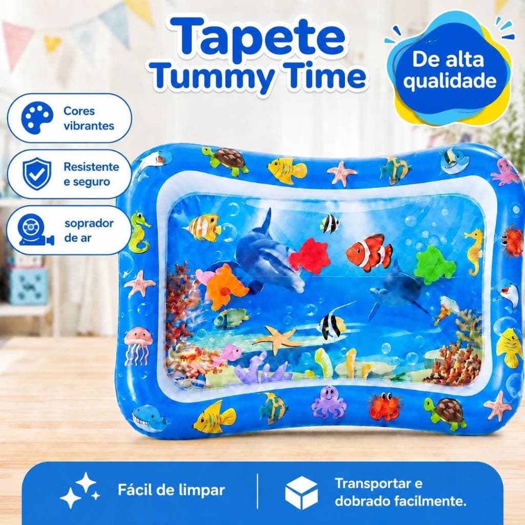 Tapete Inflável Bebê Água Sensorial Infantil Atividades Almofada Tummy Time