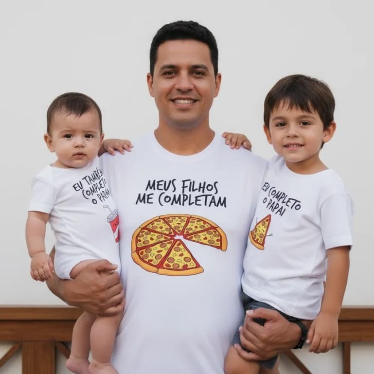 Kit Camisetas Tal Pai Tal Filho Pizza Kit Pai E 2 Filhos 3 Peças
