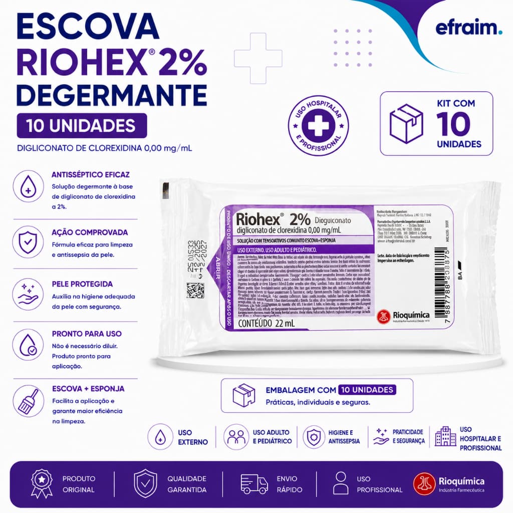 10 Unidades Clorexidina Escova Degermante 2% Assepsia Riohex Rioquimica