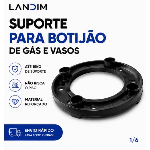 Base Suporte Para Botijão de Gás e Vasos 4 Apoios Resistente Protege o Piso Alta Durabilidade