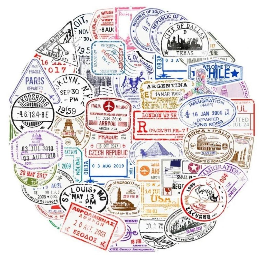 50 Adesivos Viagem Mala Carimbos Passaporte Decoração Bagagem Casa