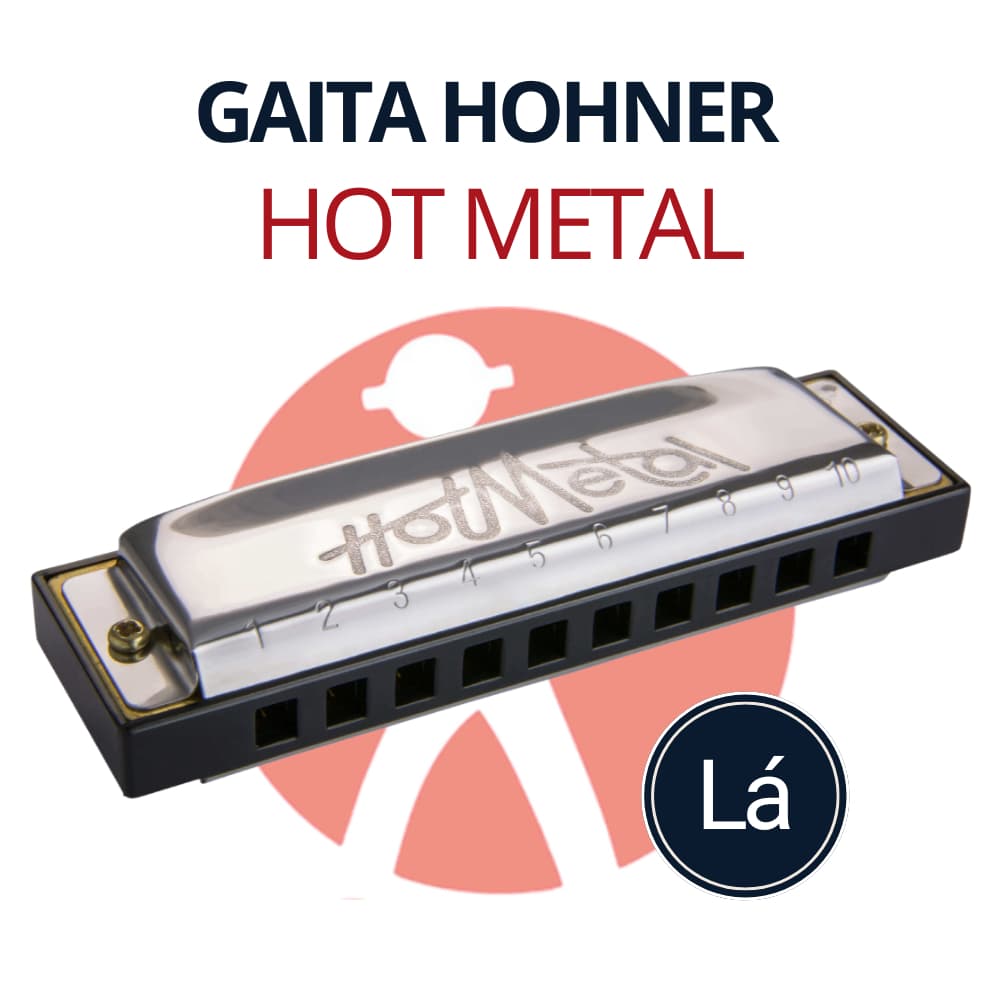 Gaita Harmónica Hot Metal Gaita Diatônica em A (Lá) Gaita de Boca Profissional Gaita Hohner 10Furos