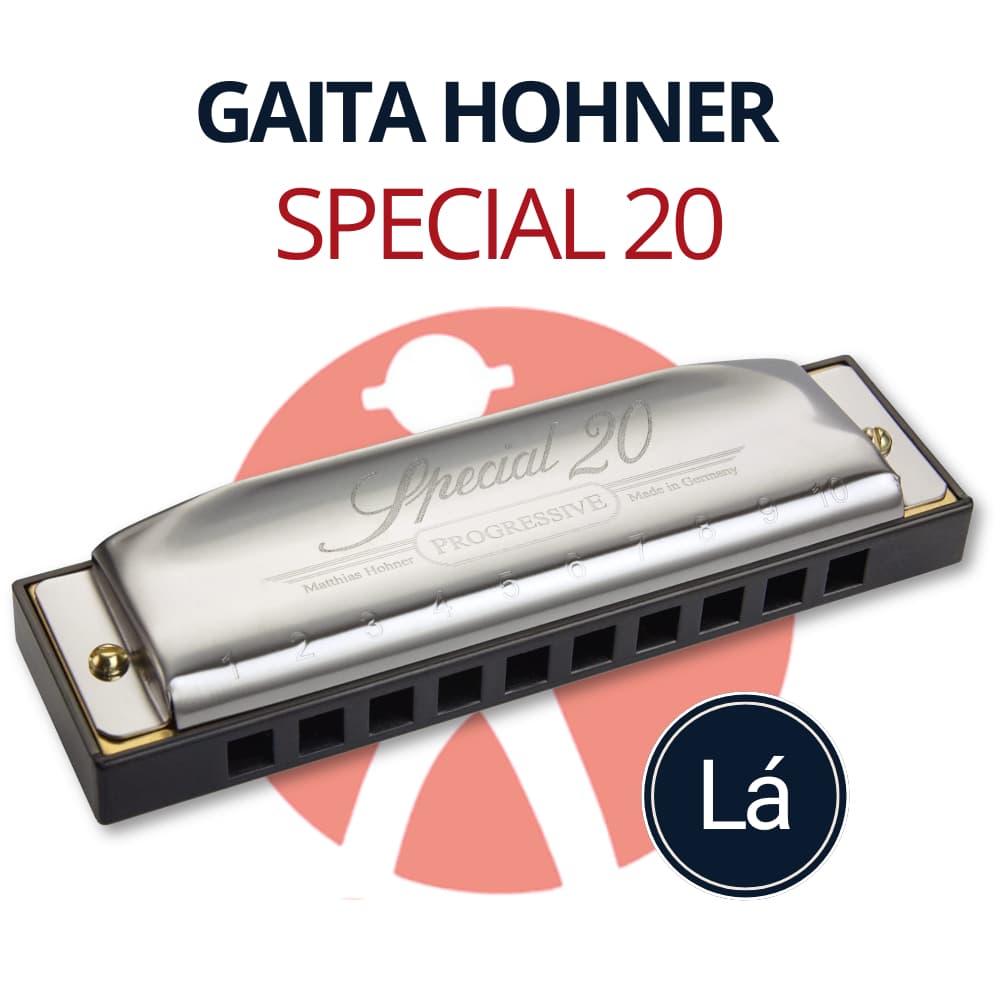 Gaita Harmónica Special 20 em A (Lá) 560/20 Diatônica Gaita de Boca Profissional Gaita Hohner