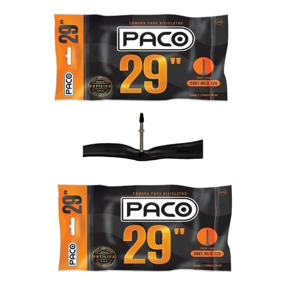Kit 2 Camara De Ar 29 Bicicleta Paco 29x1.95/2.125 Válvula Presta