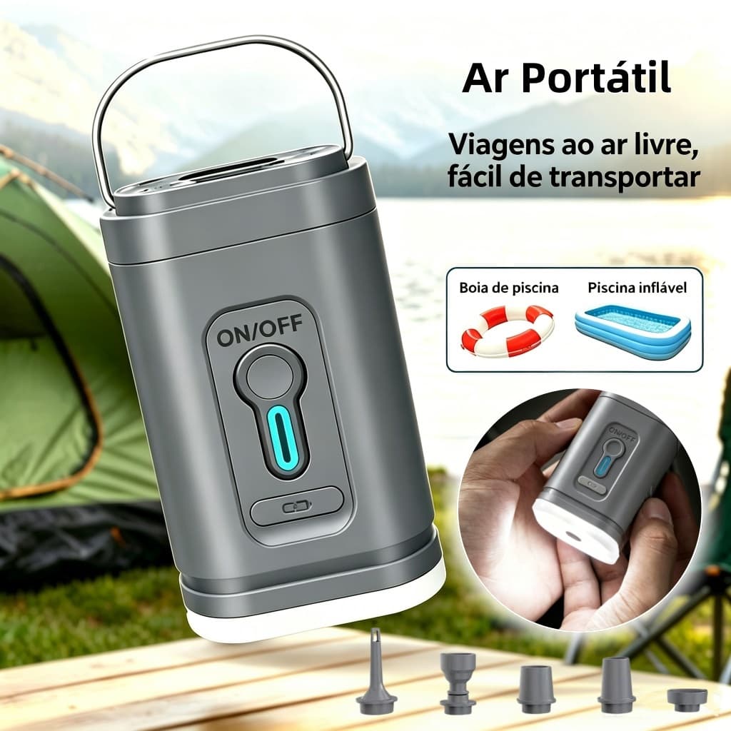 Bomba De Ar Portátil Colchão De Acampamento Sem Fio Inflator Recarregável Almofada Caminhadas/Lanterna