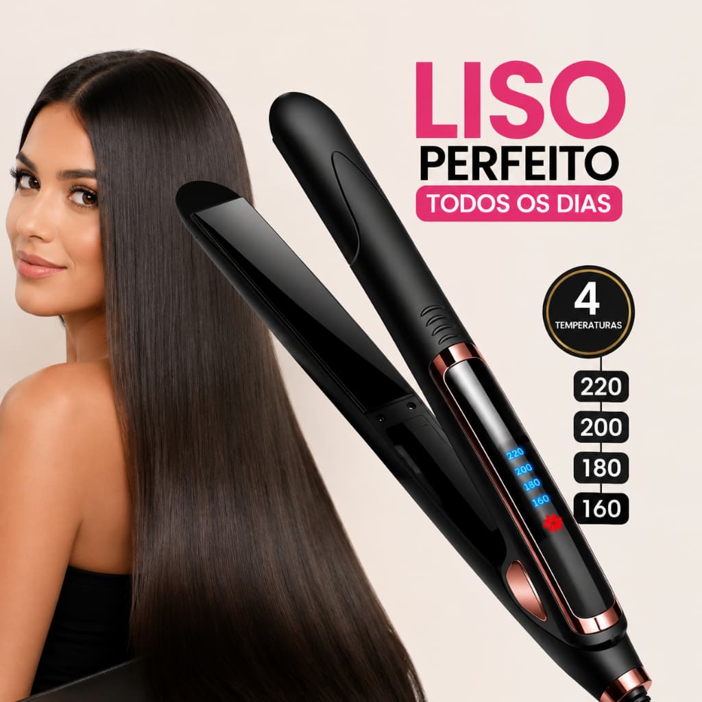 Prancha de Cabelo 2 em 1 Alisa e Modela Mini Portátil Com Fio 4 Temperaturas