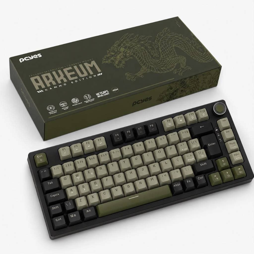 Teclado Mecanico 75% Pcyes Arkeum - Cammo Edition - Switch Red - Akcm75Rbr