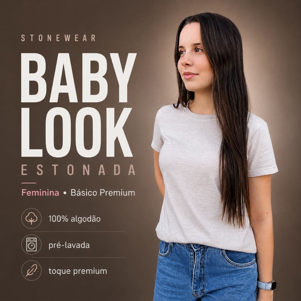 Camiseta baby look Estonada Feminina Premium T-shirt Stonewear