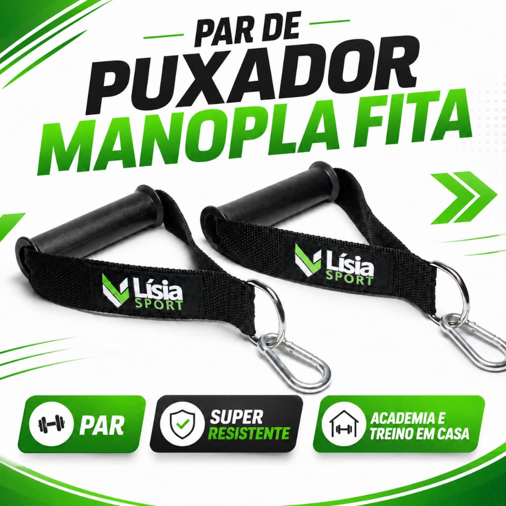 Manopla Fita Puxador Crossover Pulley Tríceps Academia PAR Musculação Peito Treino Exercícios Gym
