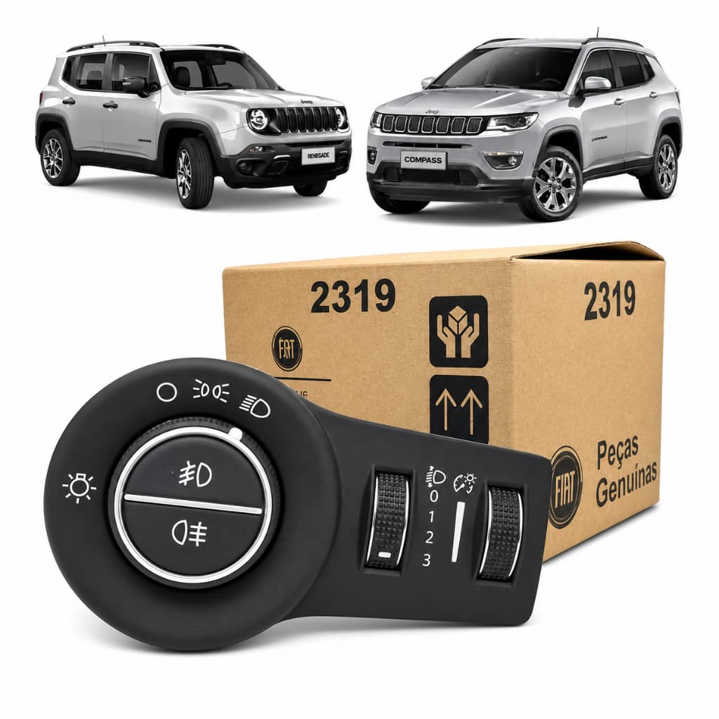 Botão Chave De Luz Farol E Milha Jeep Compass Renegade Fiat Toro Original Mopar 53225730 Novo
