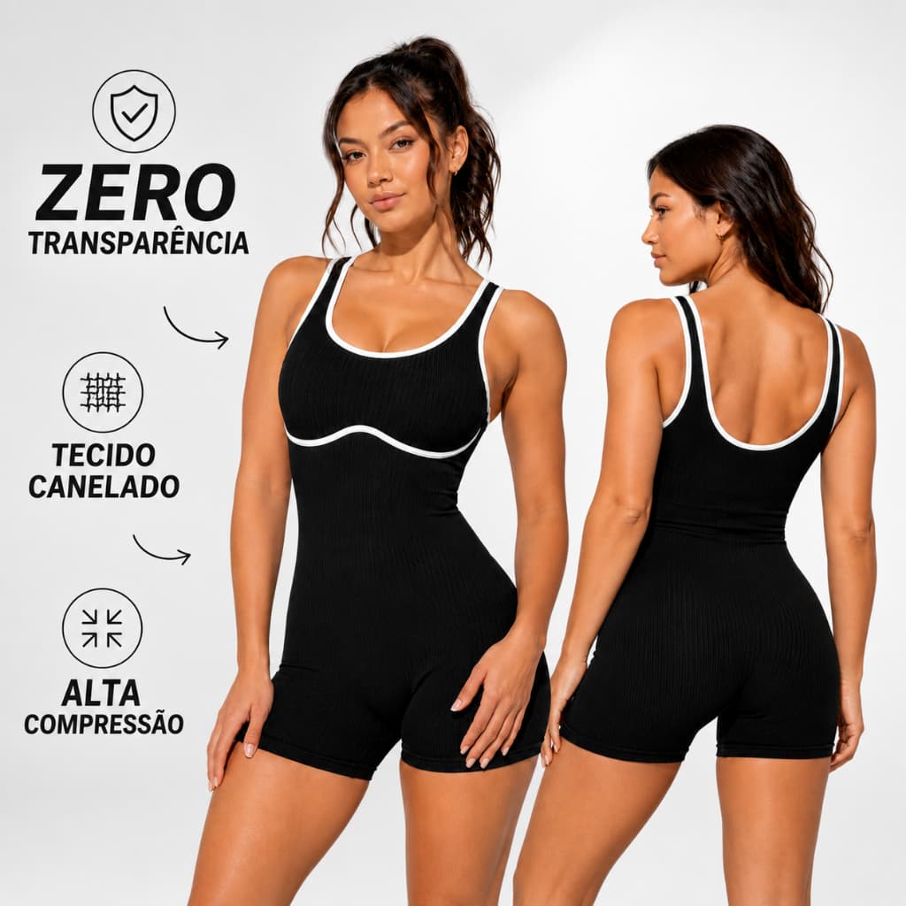 Macaquinho Academia Feminino Fitness Wellness Shortinho Sem Transparencia Poliamida