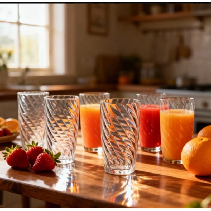 Jogo de copos com 06 peças longo em vidro 400ml drink água suco chá refrigerante cozinha mesa posta