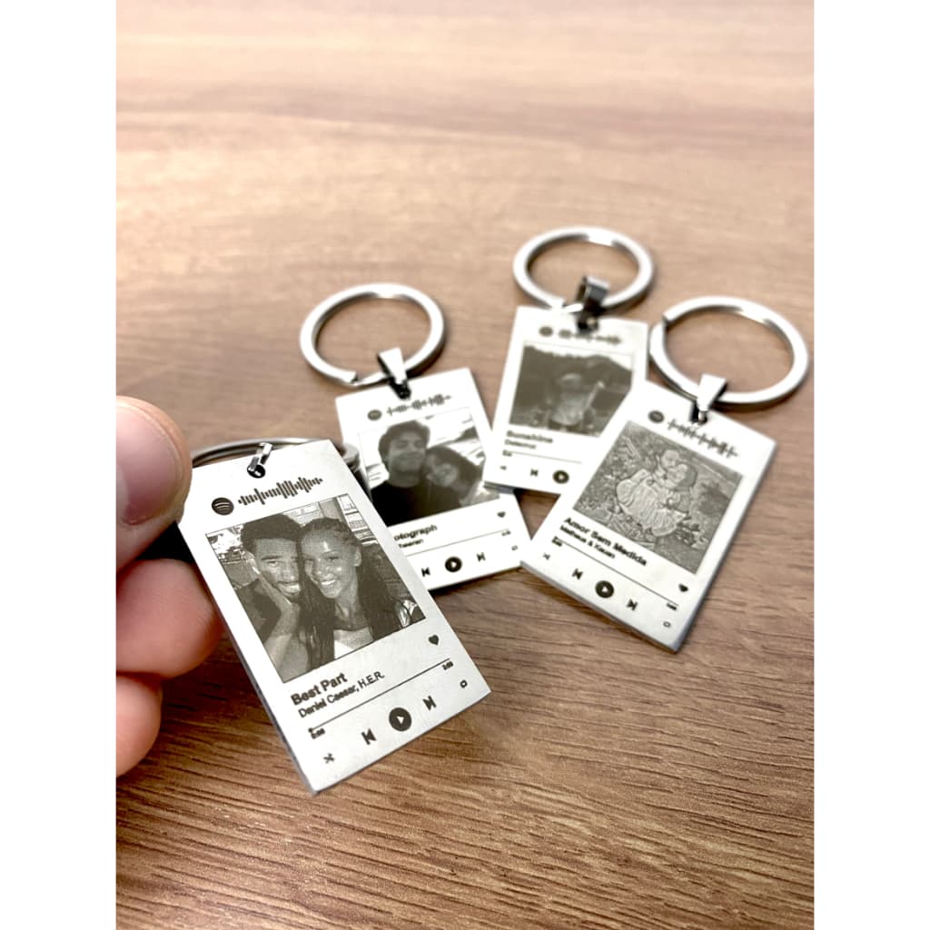 Chaveiro Spotify  Personalizado com Gravação a Laser - Aço Inox - Fotogravação - Personalize o seu!