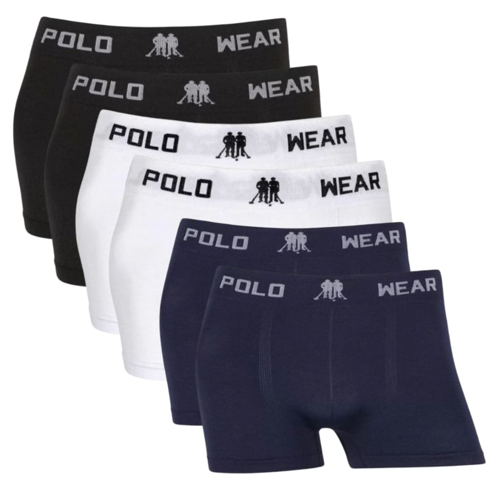 Kit 6 Cueca Boxer Infantil Polo Wear Microfibra Lisa Sem Costura