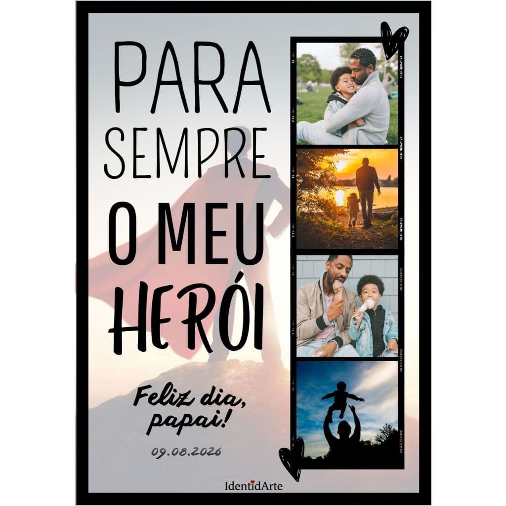 Quadro Personalizado Dia dos Pais Porta-Retrato Decorativo Homenagem Presente Moldura tamanho 20x30cm Cor Preta