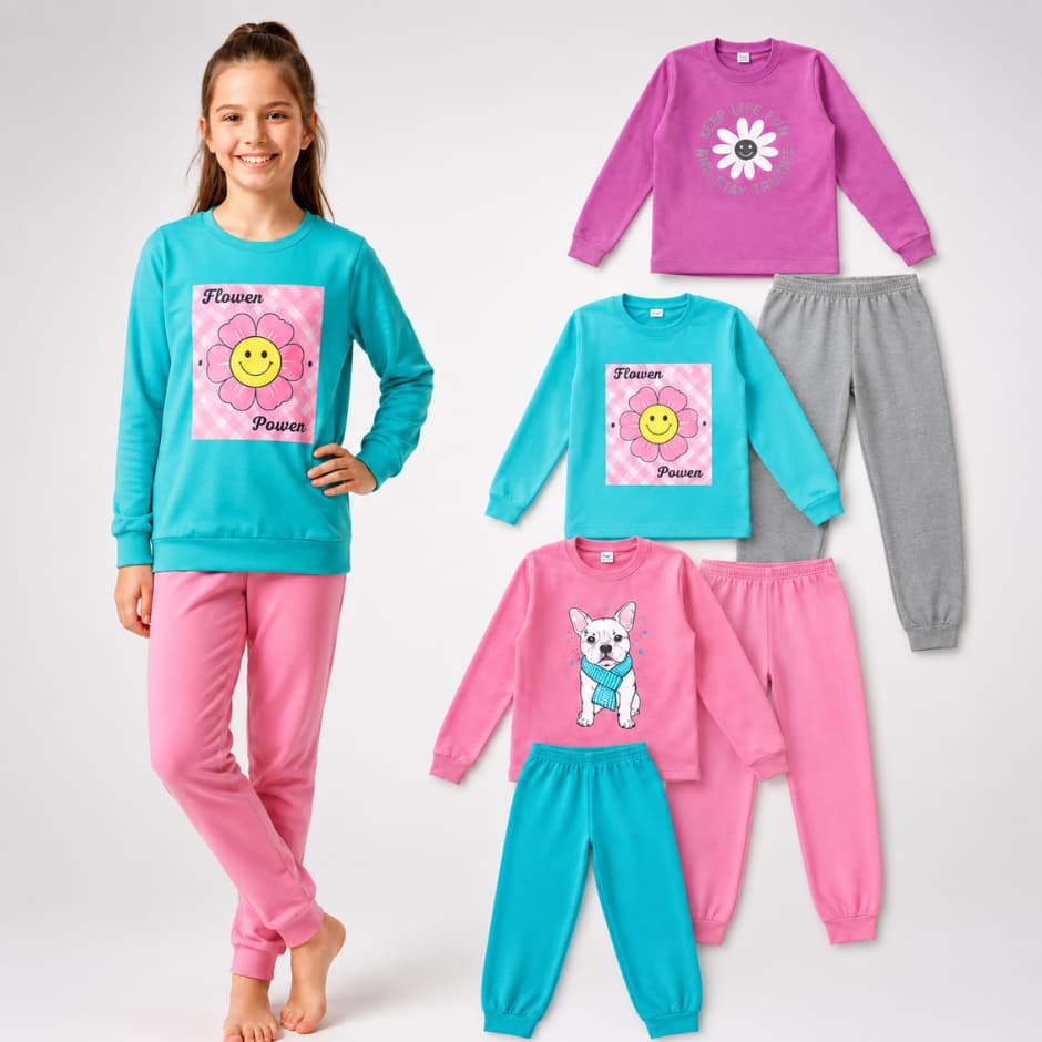 Kit 2 Peças Moletom Menina Juvenil Conjunto Feminino Roupa Inverno Quentinho Tamanho 1 Ao 14 Anos