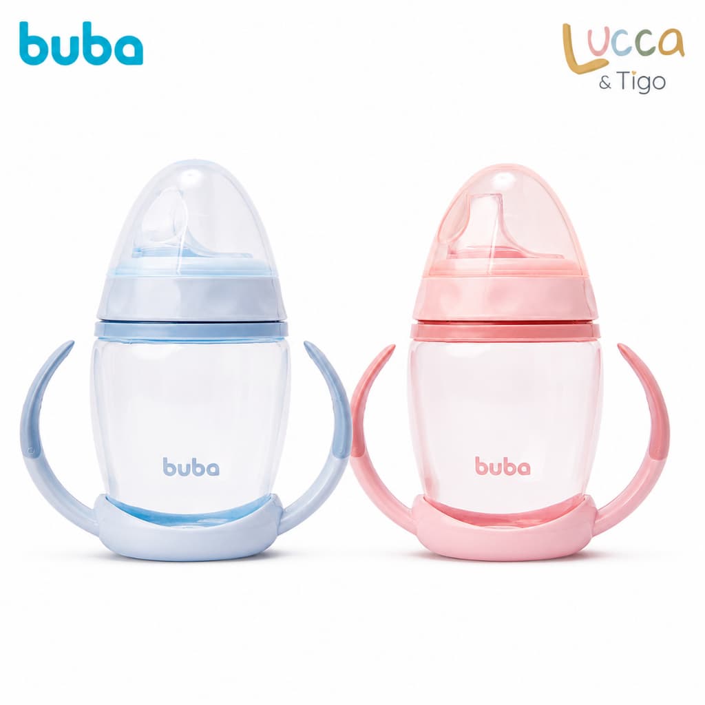 Copo de treinamento infantil Buba  250ml com alça removível - Rosa ou Azul