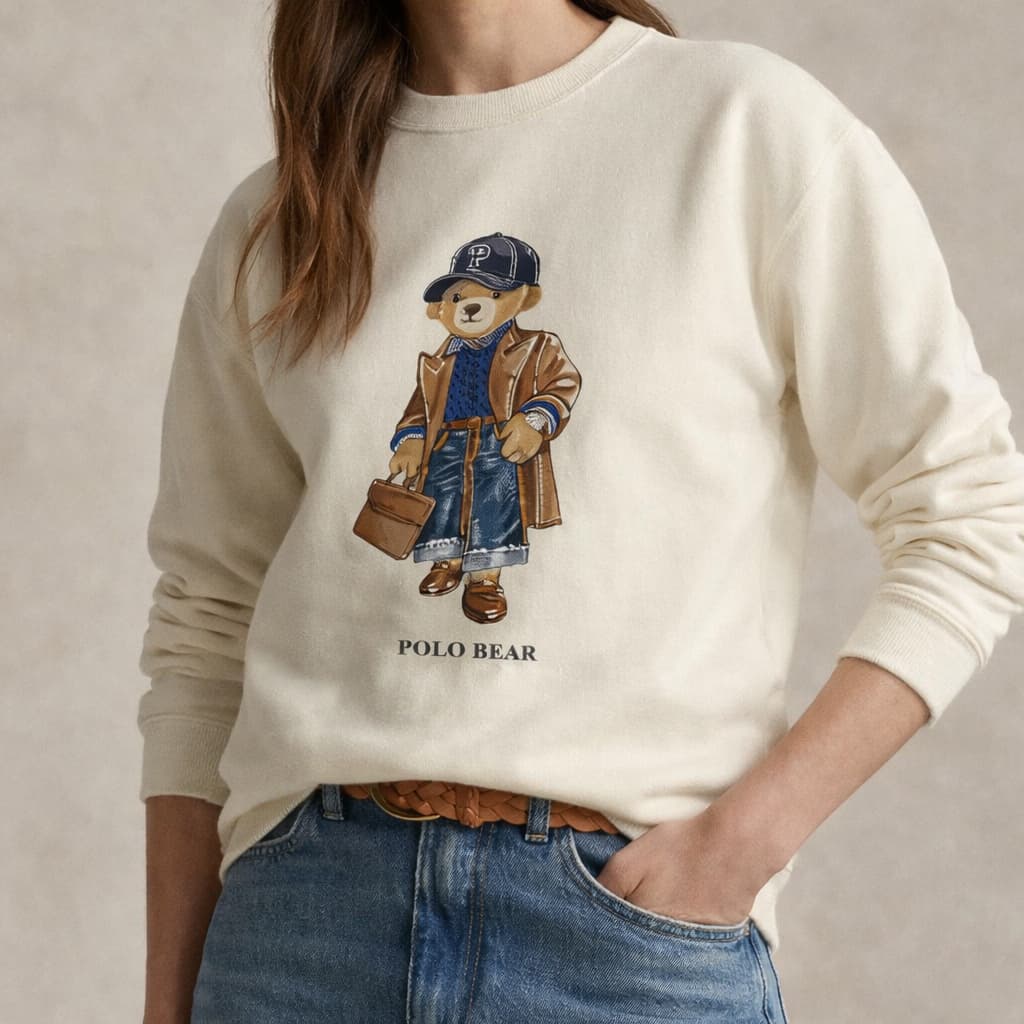 Moletom Feminino Careca Urso Fashion Estampa Premium Algodão Casual Inverno Tendencia 2026