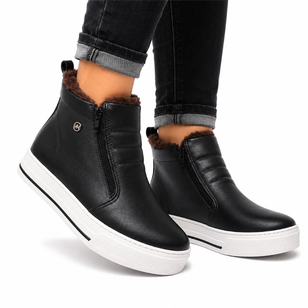 Bota Via Marte com Forro em Pelo Feminina  Solado Estilo Tênis, Confortável, Elegante e Original - 030