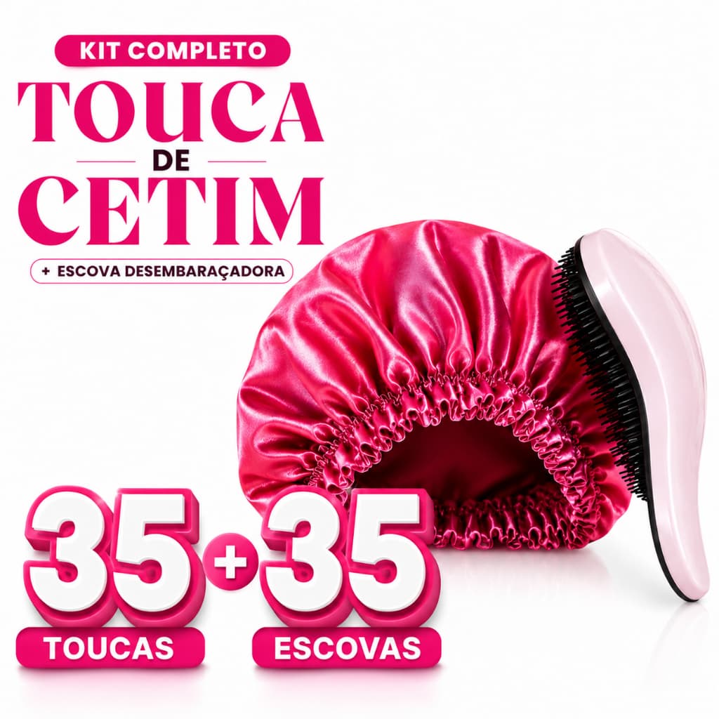 Kit 35 Toucas de Cetim + 35 Escovas Desembaraçadoras | Antifrizz
