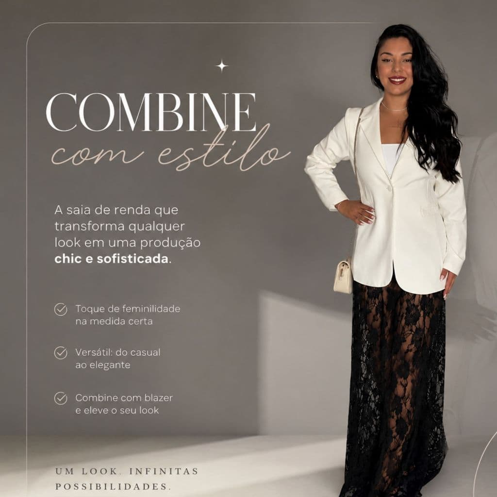 Saia renda sobreposição com shortinho estilosa moderna promoção
