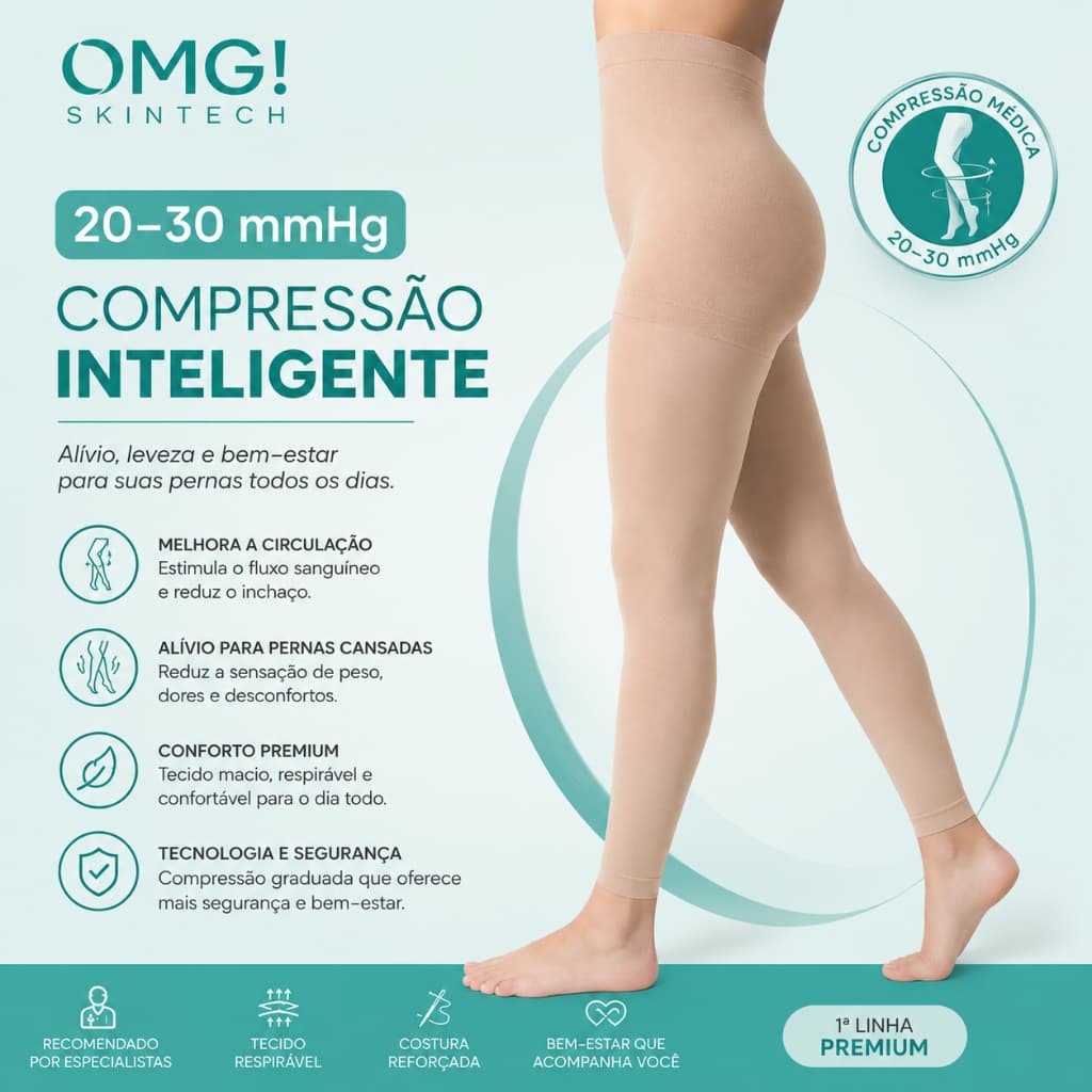 Meia Calça de Compressão Pantyhose 20-30 mmHg -Trombose, Antivarizes, Inchaço e Dores - Premium