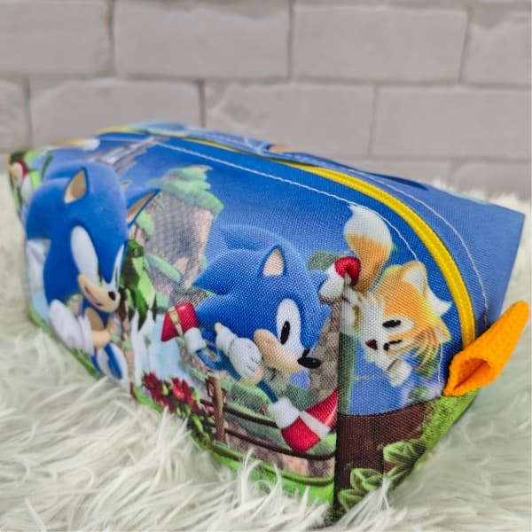 Necessaire Personalizada Sonic | Estojo Infantil com Zíper | Porta Objetos Escolar