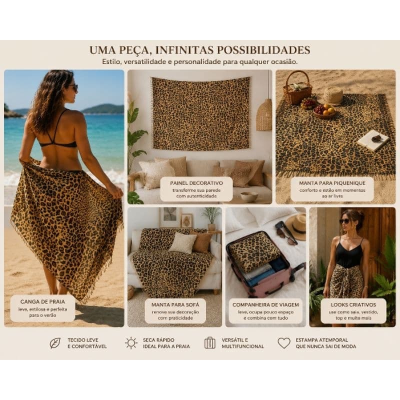 Canga Praia Saida Beach Piscina Pareo 160x110CM Toalha 100%Poliéster Verão