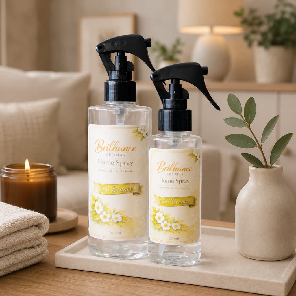 Odorizante para Ambientes Aromatizador Tecidos Cheirinho Chá Branco, Bambu, Cereja/Avelã 260ml