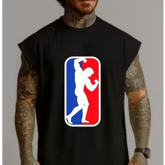 Camiseta Regata Oversized Estampada GYM Masculina Estilo Streetwear Academia Treino Fitness Casual Verão