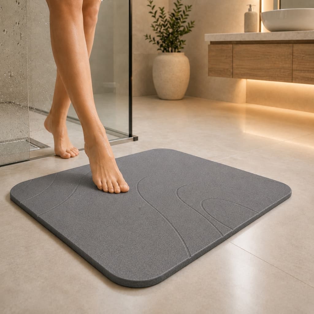 Tapete de Banheiro em Pedra Diatomita Multifuncional Seca Rapido Absorção Anti-Odor Antiderrapante