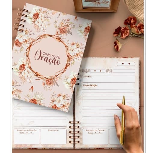Caderno de Oração Cristão Devocional Diário Capa Dura A5 Ministério Feminino Circulo de Oração Presente