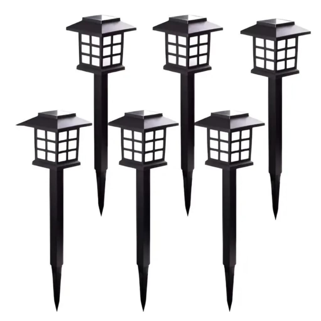 Kit 6 Luminárias Solar Jardim Oriental Espeto Luz Led a Prova D'agua