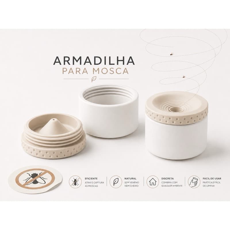 Armadilha Para Mosca Reutilizável | Pote Coletor com Tampa Funil