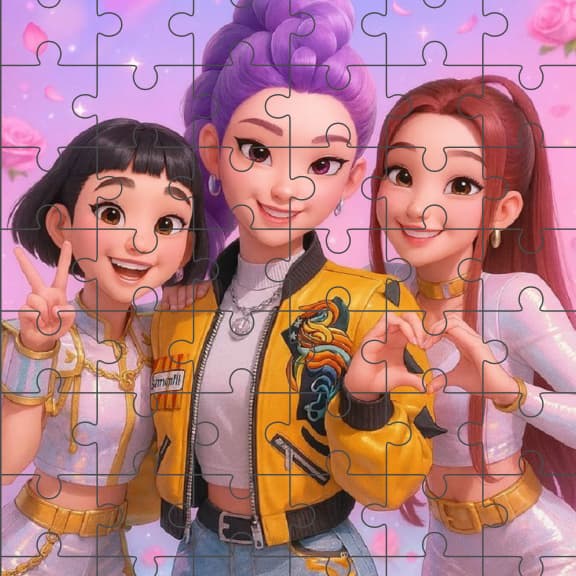 Quebra Cabeça Guerreiras do K-Pop 60 Peças Madeira MDF 20x29 cm Infantil Educativo Presente Criativo