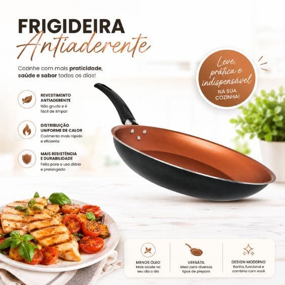 Frigideira Francesa 18cm Teflon Antiaderente Resistente