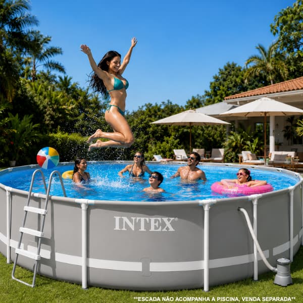 PISCINA GIGANTE ESTRUTURAL METÁLICA 6500L INTEX PREMIUM PRISM FRAME LONA TRIPLA DE ALTA RESISTÊNCIA