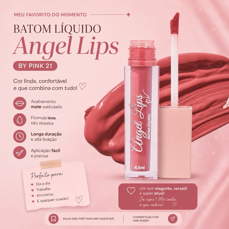 💋 Batom Líquido Matte Angel Lips by Pri Lessa – Cor Kiss | Original Catharine Hill