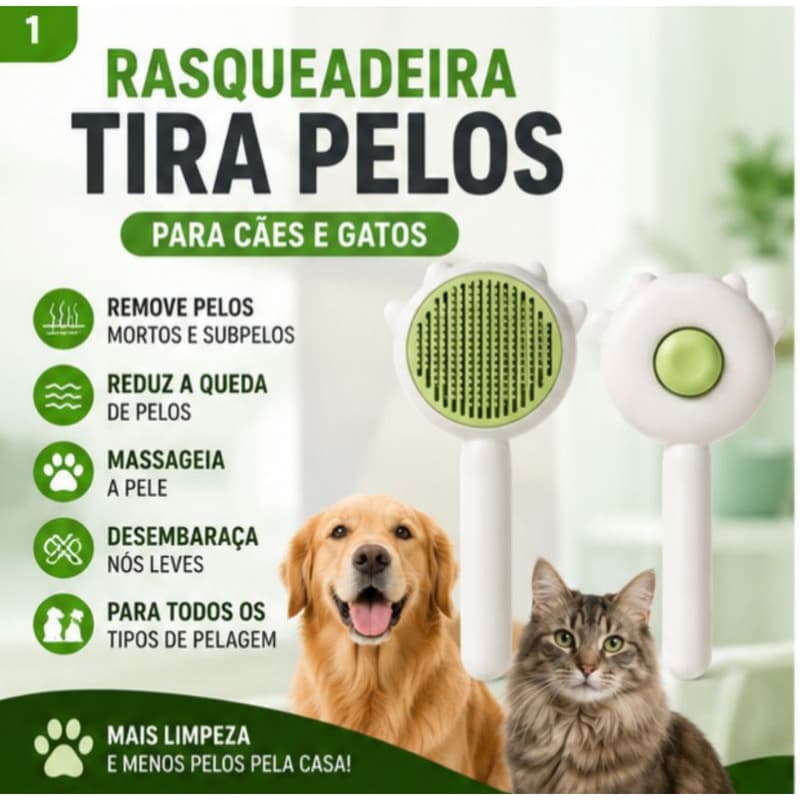 Rasqueadeira Tira Pelos para Cachorro e Gato Removedor de Subpelos Escova Pet