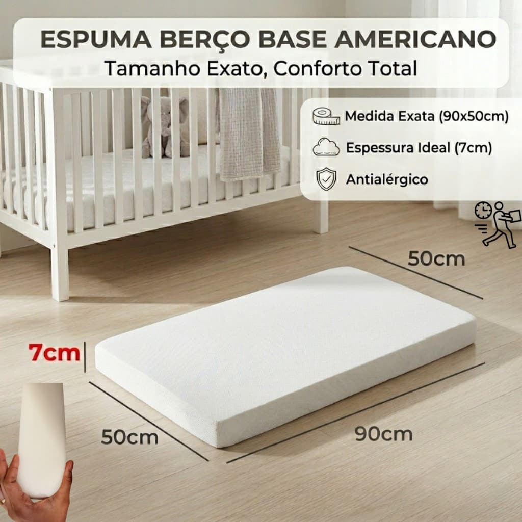 Espuma Colchao Infantil 90x60x07 Bebe Berco Moises Chiqueirinho Macio