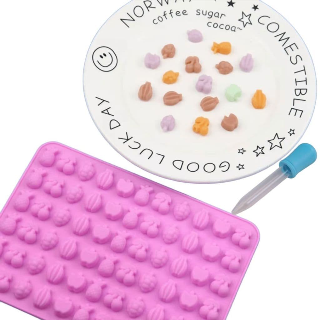 Forma Molde Silicone Mini Frutas Reutilizável Docinhos Balas Chocolate Brigadeiro  Gelo Resina DIY