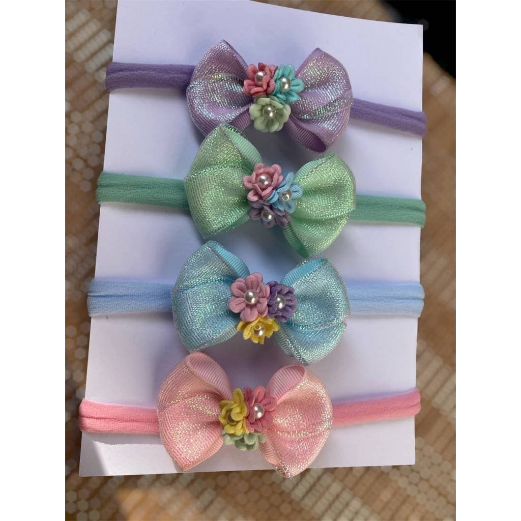 Kit 4 Faixinhas de bebê/faixinha de Cabelo com flores Rn até 2 anos/laço para bebê