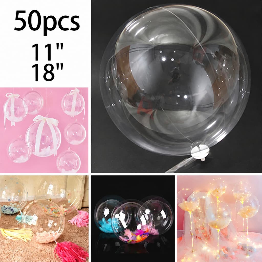 Kit 50 Balão Bubble 18 Polegadas BolhaTransparente - 11/18Polegadas